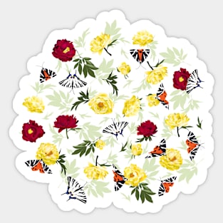 Peonies & Butterflies Sticker